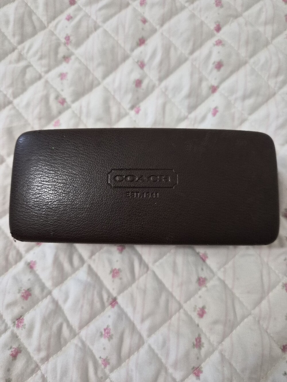 COACH Dark Brown Leather Eyewear Case